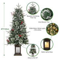 Albero di Natale Artificiale Garvee 4 Piedi con 150 LED Bianco Caldo/Multicolore, 8 Modalità, Fibra Ottica e Base Trasparente