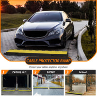 Rampa di protezione per cavi Garvee a 3 canali, gialla, per asfalto e cemento, capacità di carico di 28000 libbre, antiscivolo, modulare