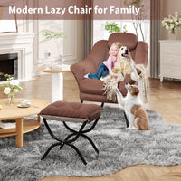 Sedia da lettura ergonomica Garvee Lazy Chair con poggiapiedi per piccoli spazi, pieghevole, imbottitura in cotone PP, rivestimento rimovibile e lavabile, moderna, comoda, grigia