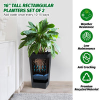 Garvee Set di 2 fioriere alte 57.15 cm con irrigazione automatica e monitor del livello dell'acqua per balcone e terrazza, pois bianchi e neri, plastica resistente alle intemperie