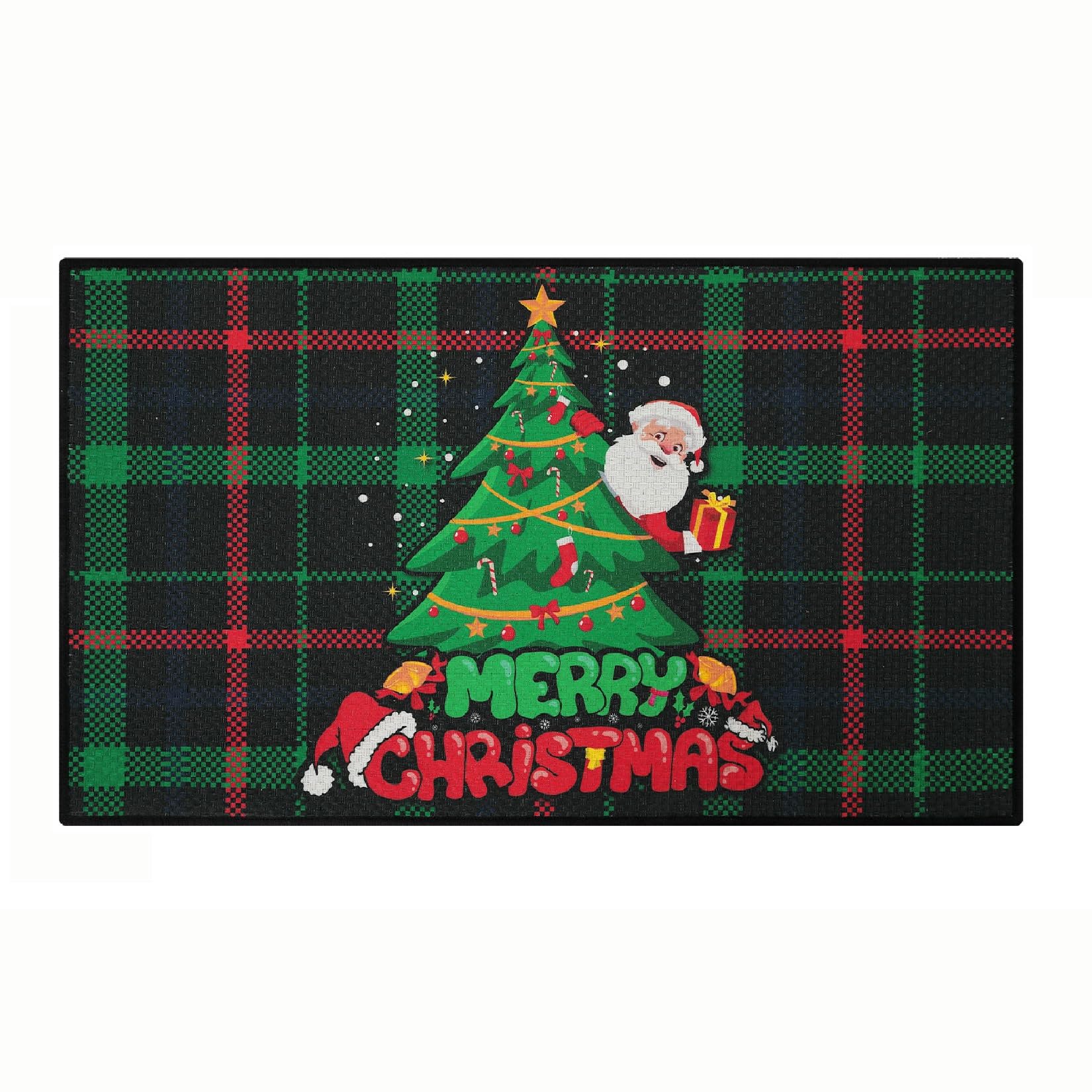 Tappetini da cucina Garvee a forma di albero di Natale e fiocchi di neve, set da 2, decorazione invernale antiscivolo, 40x60+40x120 cm, verde