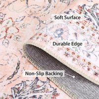 Tappeto Garvee per interni ed esterni, lavabile, vintage, antiscivolo, resistente all'acqua e alle macchie, per soggiorno, camera da letto, casa e ufficio, 140x200 cm, rosa