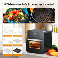 Friggitrice ad aria Garvee da 12 litri e 2000 W con finestra di visualizzazione per la cucina, tappetino da forno in silicone, risparmio energetico, bassa rumorosità, nera