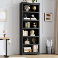 Garvee Libreria Rustica Alta 190,5 cm Con 2-6 Ripiani Regolabili, Struttura MDF Robusta, Design Elegante, Anti-Ribaltamento Per Soggiorno E Studio, Neutro