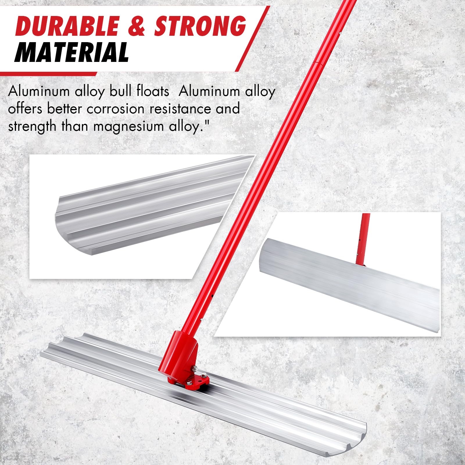 Kit Frattazzo Magnesio Garvee 46"x8" per Lisciatura Calcestruzzo - Angolo Regolabile, 4 Pali Telescopici, Ideale per Vialetti e Patii | Perfetto Regalo Festa del Papà