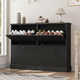 Garvee Mobile Porta Scarpe Con 4 Cassetti Ribaltabili, Legno MDF, Nero, Per Ingresso E Soggiorno, Salvaspazio, Antiribaltamento, 47.20"x10"x35.60" - Black