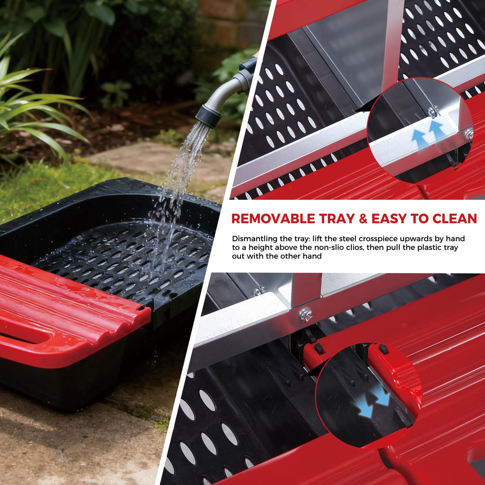 Nido per polli Garvee a 3 fori, vassoio rimovibile in metallo resistente per cortile e fattoria, antiruggine