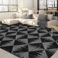 Tappeto per soggiorno Garvee 160x230cm, nero, lavabile, antiscivolo, a pelo corto, per soggiorno, camera da letto, sala da pranzo