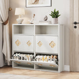 Garvee Mobile Porta Scarpe Slim Con 4 Cassetti Ribaltabili, Legno FSC, Bianco, Per Ingresso E Corridoio, Salvaspazio, Maniglie Diamante - Antique White