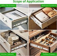 Guide per cassetti Garvee da 12/14/16 pollici, estensione completa, cuscinetti a sfera, montaggio laterale in metallo a 3 vie, robuste per mobili e armadi.