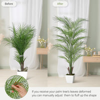 Palma Areca artificiale Garvee da 4 piedi con foglie e tronchi realistici, impermeabile, vaso di cemento stabile, decorazione per interni ed esterni, verde