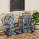 Garvee Set 2 Sedie a Dondolo Adirondack in HDPE Blu Navy, Schienale Alto, Design Ergonomico, Per Patio e Giardino, Resistente Tutto Tempo - Navy Blue