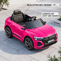 Garvee Auto Elettrica per Bambini 12V Audi Licenziata con Telecomando, Musica e Batteria Ricaricabile - Fuoristrada per Esterni - Rosso Rosa