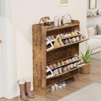 Scarpiera Garvee per corridoio con 2 cassetti a scomparsa, organizer per scarpe stretto in legno P2, ventilato, antigrafcio, con ganci per corridoioioio e garage, 13.8 pollici, color legno