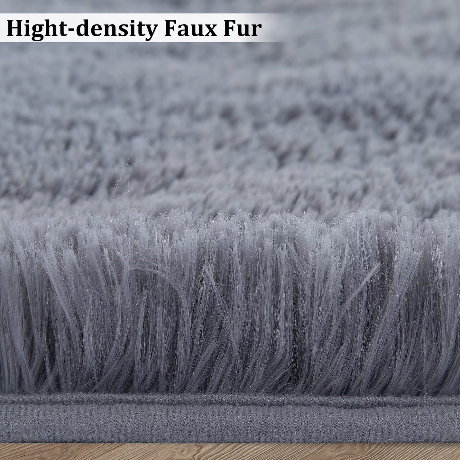 Tappeto rotondo Garvee Fluffy da 2'7,5" per la cameretta dei bambini, morbido pelo lungo da 1,5" in velluto antiscivolo grigio