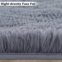 Tappeto rotondo Garvee Fluffy da 2'7,5" per la cameretta dei bambini, morbido pelo lungo da 1,5" in velluto antiscivolo grigio