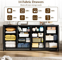 Mobile TV Garvee con 14 cassetti e prese di corrente, credenza bassa da 160 cm per TV da 75 pollici, set di sicurezza, mobile TV moderno per soggiorno e camera da letto, rovere bianco