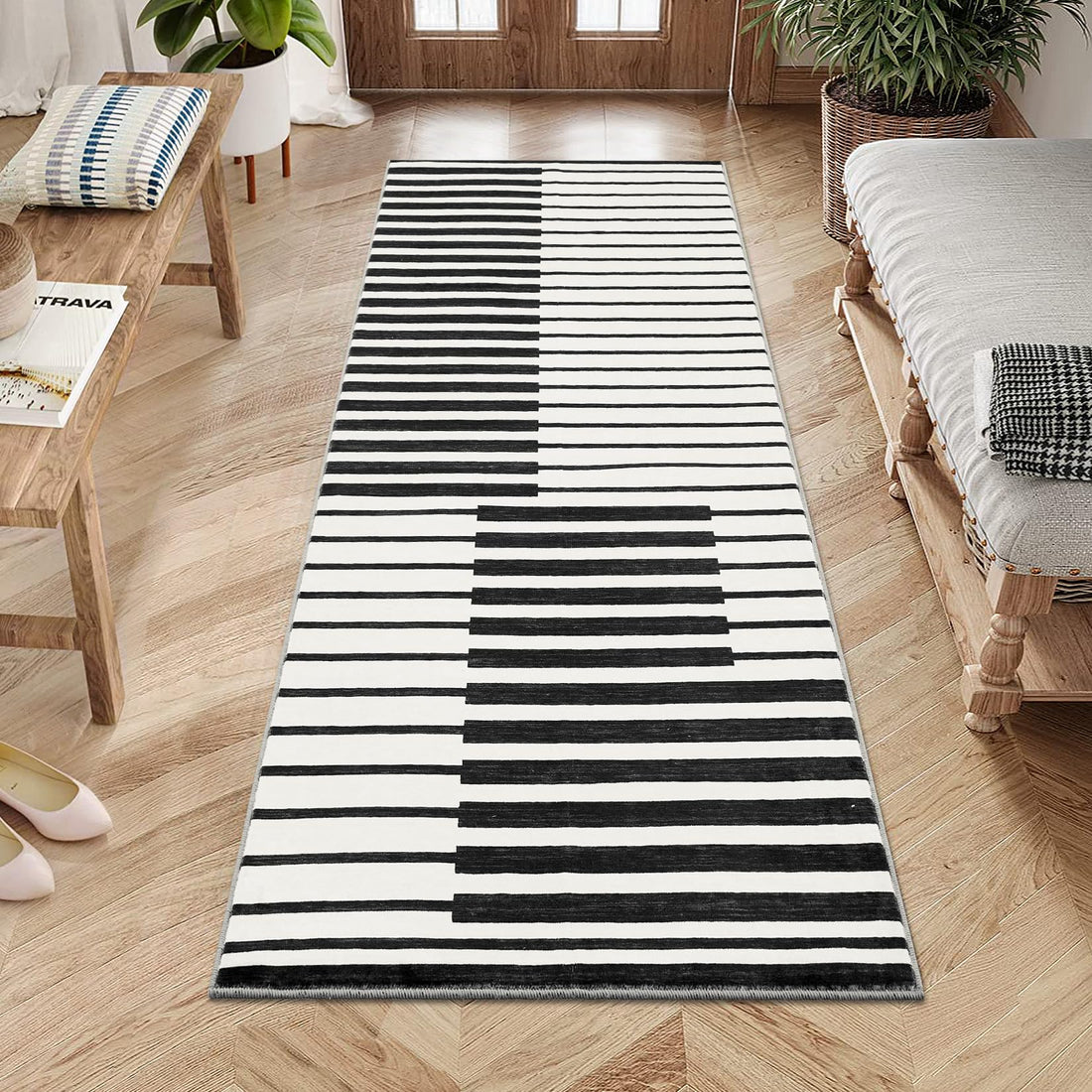 Tappeto Garvee 80x150 lavabile a pelo corto antiscivolo morbido per soggiorno camera da letto cucina corridoio nero