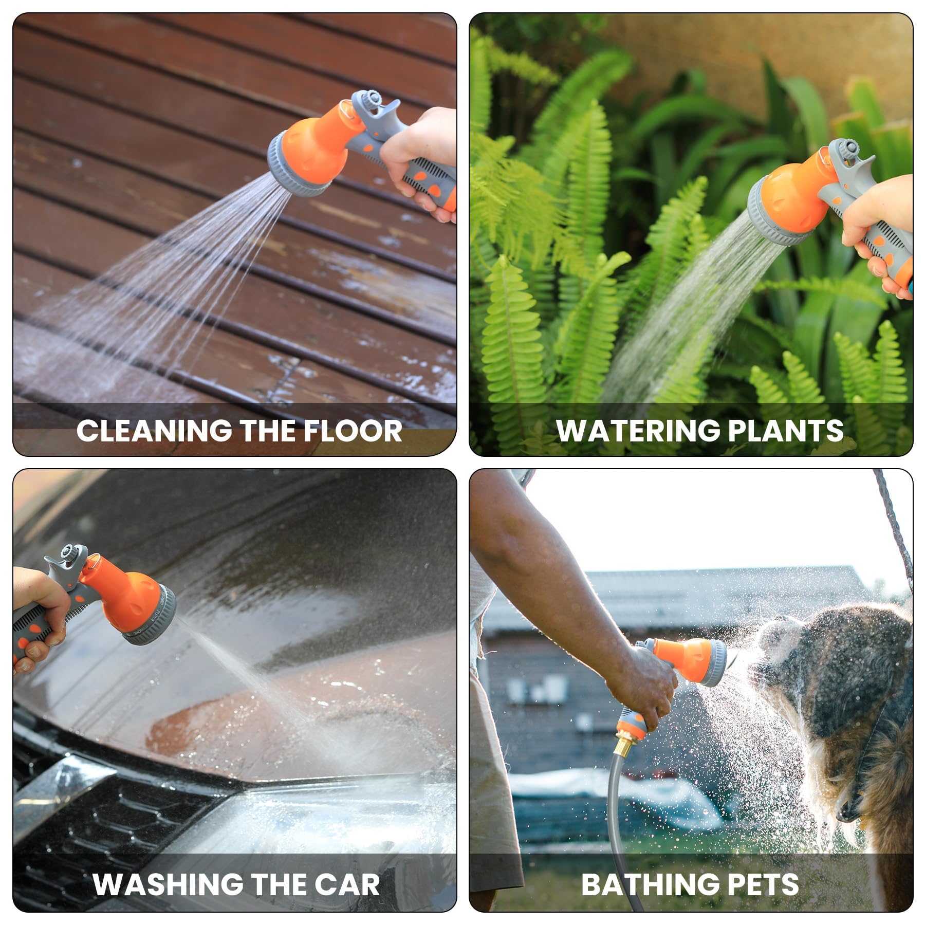 Avvolgitubo retrattile Garvee da giardino da 1/2" x 130 piedi, spruzzatore a 9 funzioni, ritorno lento automatico, PVC e ottone a 3 strati, girevole a 180°, montaggio a parete, irrigazione da giardino
