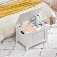 Panca portaoggetti Garvee con cerniere di sicurezza, panca portascarpe ribaltabile da 23,6", gambe in legno, bianca, per corridoio e soggiorno