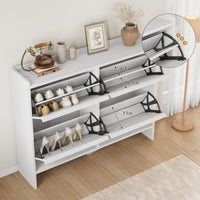 Garvee Mobile Porta Scarpe con 4 Cassetti Ribaltabili, Organizzatore in MDF Bianco per Ingresso e Soggiorno, Salvaspazio, 47.2"x10.3"x36.6"