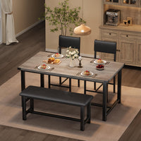 Set da pranzo Garvee per 4 persone con tavolo, seduta imbottite e panca, legno MDF, robusto, salvaspazio, facile da pulire, piccoli appartamenti