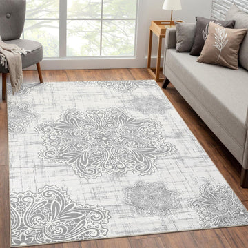 Tappeti lavabili Garvee, morbidi tappeti antiscivolo per soggiorno, camera da letto, sala da pranzo, 120x170 cm, grigio