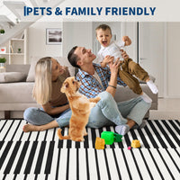 Tappeto per soggiorno Garvee 120x170, lavabile, a pelo corto, nero, per camera da letto e ufficio