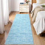 Garvee Tappeto Lavabile Soggiorno 60x230 cm Blu Antiscivolo Pelo Corto Materiale Premium Casa Ufficio - Blu