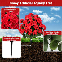 Alberi artificiali Garvee di begonia lavanda da 23'', in materiale PE resistente ai raggi UV e alle intemperie, con picchetto per giardino e terrazza, colore verde