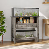 Garvee Supporto per Acquario 20-29 Galloni con Stazione di Ricarica, Capacità 300KG, Cassetti Magnetici, Robusto, Sicurezza Anti-Ribaltamento, 80×40×78 cm, Nero - Grigio