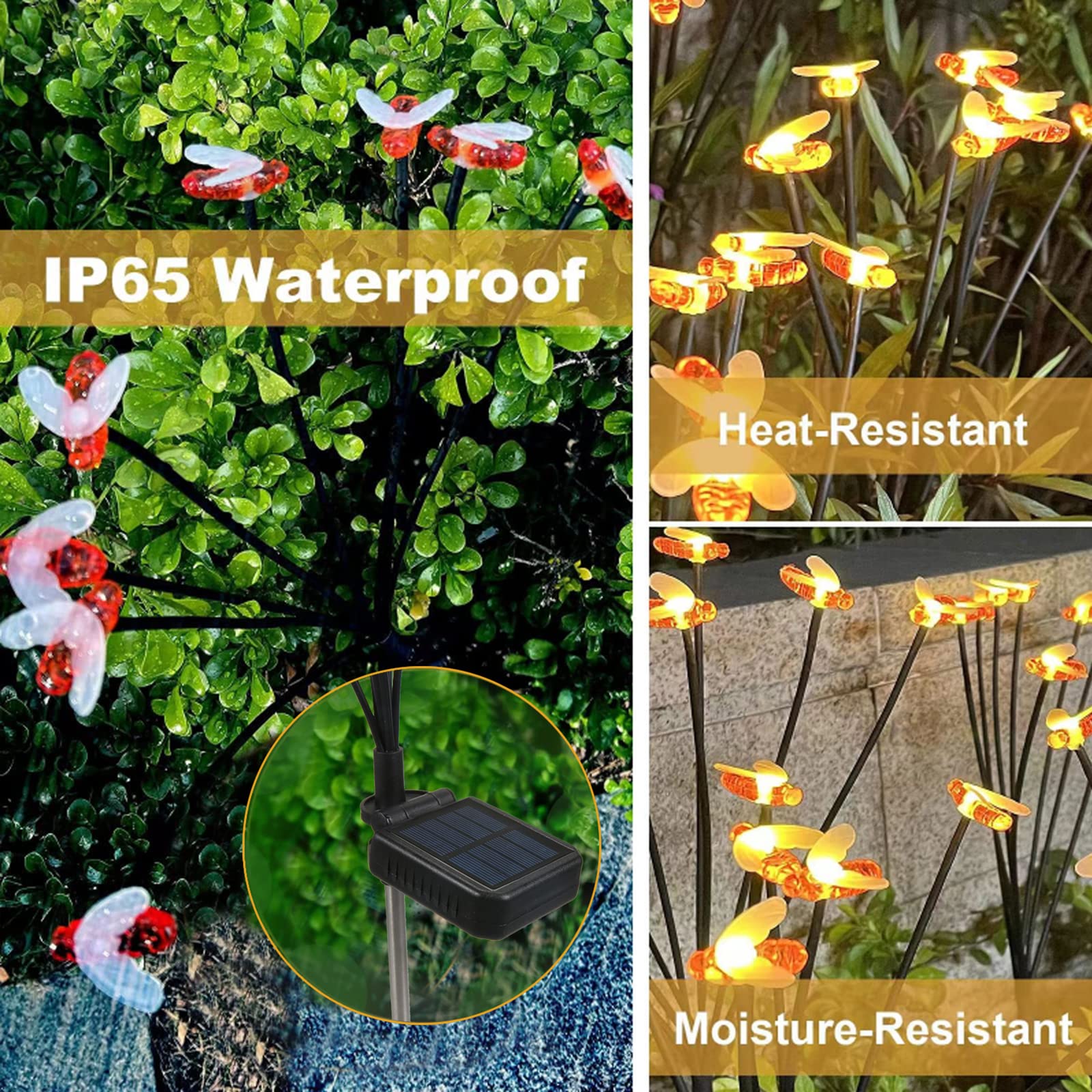 Luci solari da giardino Garvee con 8 LED, lucciole solari, IP65 impermeabili, bianco caldo, luci solari per patio, prato, decorazione di sentieri