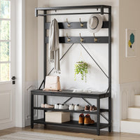 Appendiabiti industriale Garvee con 8 ganci, effetto legno, struttura in metallo, piedini regolabili per corridoio 101.35x39.88x182.88 cm