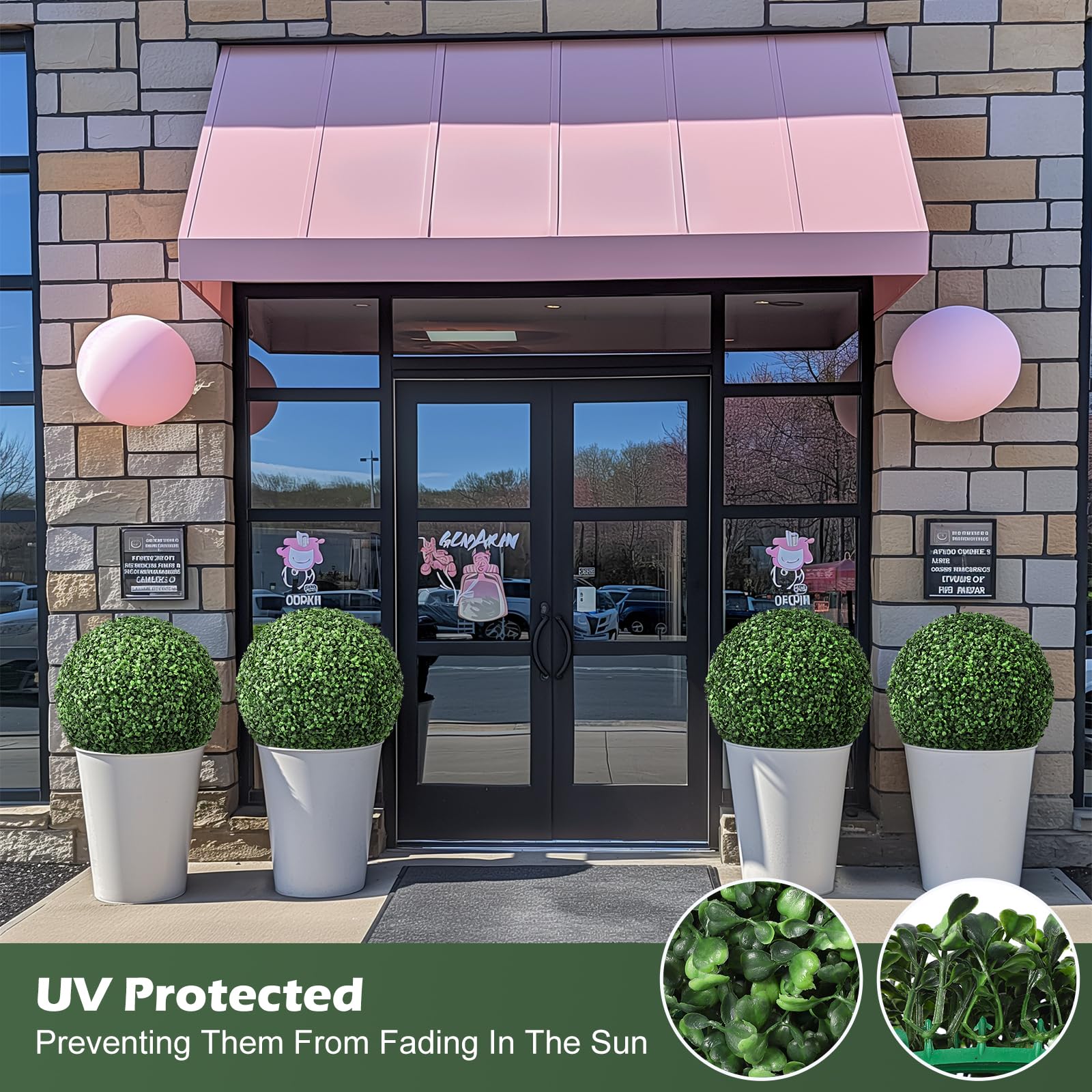 Garvee Palla di bosso artificiale da 20" con 40 luci LED, plastica, per giardino e matrimonio, set da 2, verde