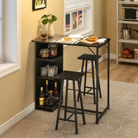 Set da pranzo piccolo Garvee da 36 pollici con contenitore, robusto ed ergonomico, MDF e acciaio, nero, per appartamenti e cucine