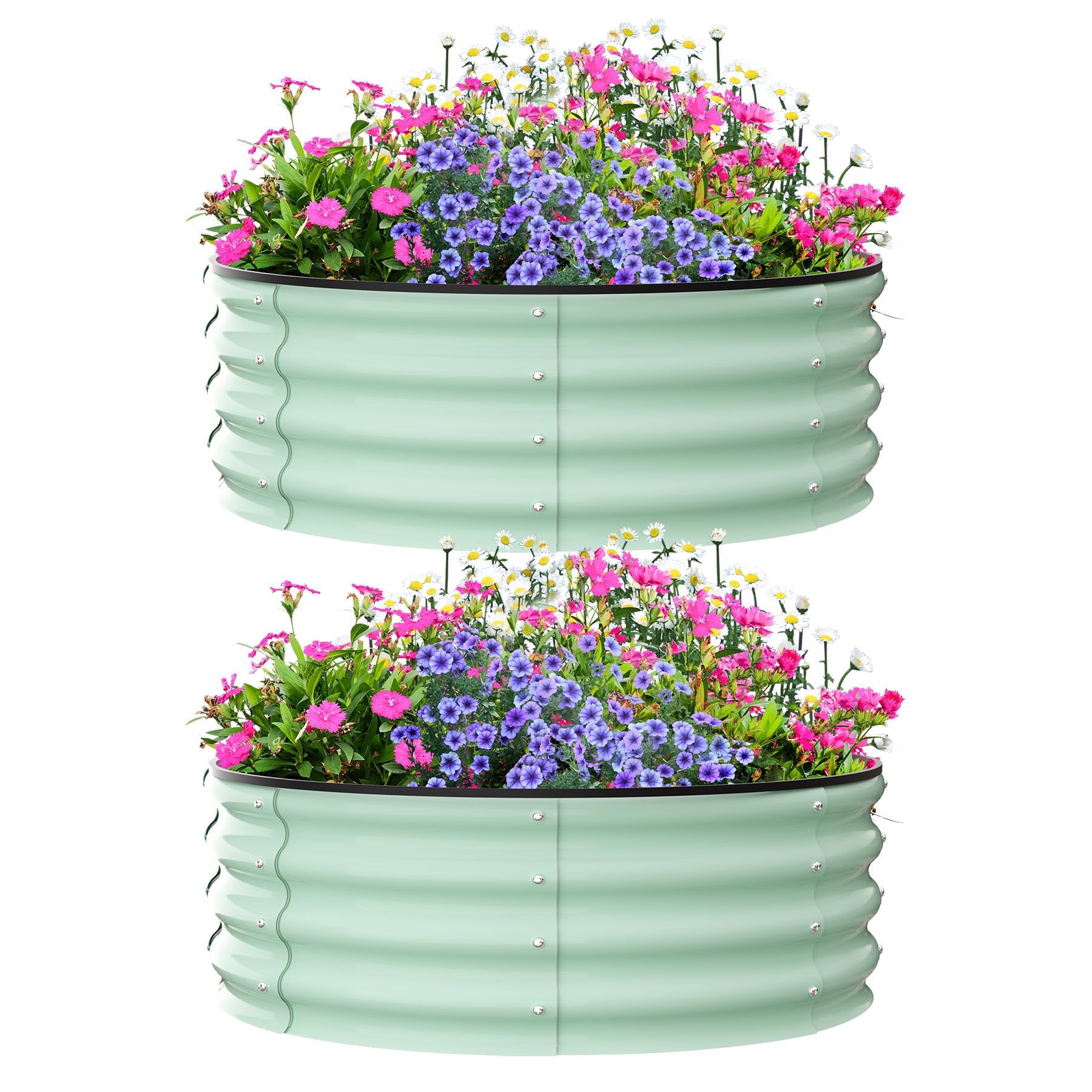 Aiule rialzate Garvee, set da 2, 3x3x1 piede, acciaio zincato, antiruggine, resistente alle intemperie, per ortaggi e fiori