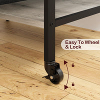 Supporto per stampante mobile Garvee di grandi dimensioni con prese di corrente e USB, struttura in metallo a 4 livelli, pannello in MDF, ruote con freni, grigio rustico, ufficio e soggiorno, 23,66"x15,76"x31,86"