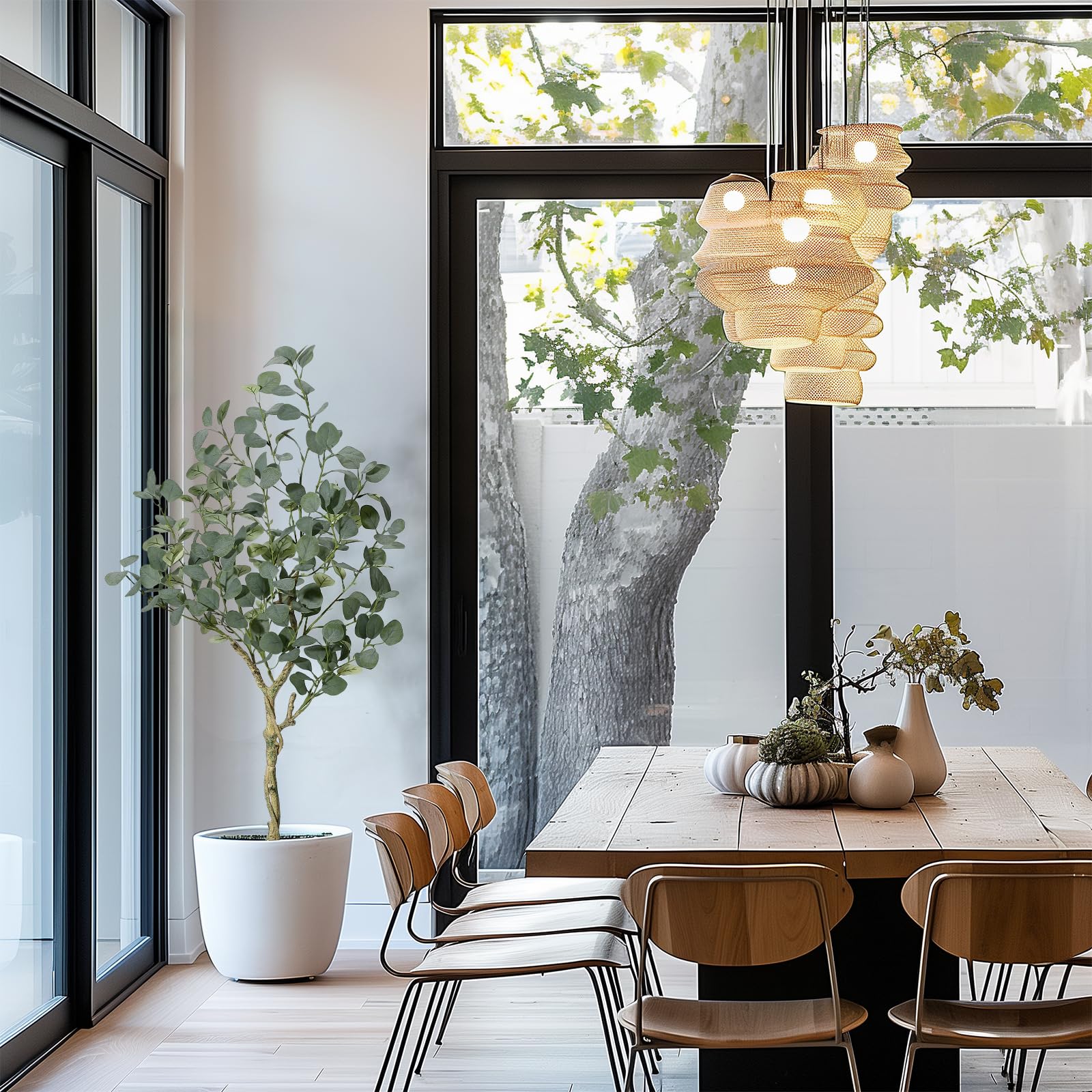 Albero di eucalipto artificiale Garvee da 4 piedi con rami regolabili e vaso in PP sicuro per decorazioni interne/esterne, verde