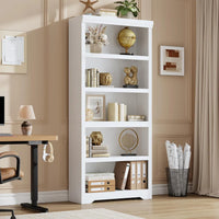 Garvee Libreria a 5 Ripiani Alta Regolabile Antiscivolo MDF Robusto Bianco per Soggiorno e Studio 175 cm