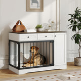 Garvee Mobile per Cani 119 cm con Doppia Porta, Cassettiera e Porta TV, Legno Ingegnerizzato, Design Moderno Rustico, per Cani Piccoli e Medi, Soggiorno e Camera