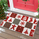 Garvee Zerbino Navideño Esterno Lavabile Antiscivolo 40x80 cm Rosso Poliestere Impermeabile Sicuro per Ingresso Festivo