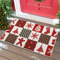 Garvee Zerbino Navideño Esterno Lavabile Antiscivolo 40x80 cm Rosso Poliestere Impermeabile Sicuro per Ingresso Festivo