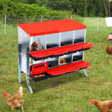 Garvee Scatola Nido per Pollame 8 Fori con Supporto e Vassoio Raccolta Uova, Ventilato, Resistente, Facile Pulizia, per Coop e Fattorie - Rosso