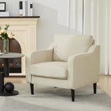 Poltrona Garvee Mid-Century, tessuto di lino, beige, per soggiorno e ufficio, 30"L x 32"A, comoda seduta in schiuma, struttura in legno - beige