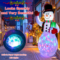 Garvee Pupazzo di neve gonfiabile 240 cm con luce rotante a LED Decorazione natalizia colorata impermeabile da giardino