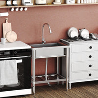 Lavello Garvee in acciaio inox a una vasca con rubinetto estraibile per cucina e garage 70 x 50 x 86 cm antiruggine