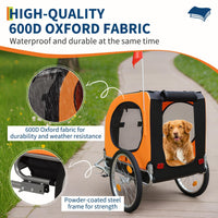 Garvee Rimorchio per cani Rimorchio per bicicletta Fino a 40 kg con bandiera Tela Oxford 600D resistente alle intemperie Per cani di grossa taglia 22-28 pollici Arancione
