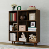 Garvee Libreria a Cubi 9 Scomparti con Base in Legno Robusto per Soggiorno e Ufficio, Struttura Stabile, Antiribaltamento, Naturale