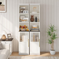 Mobiletto portaoggetti per bagno Garvee da 177.8 cm, stretto, indipendente con anta e ripiani aperti per piccoli spazi, in legno impermeabile