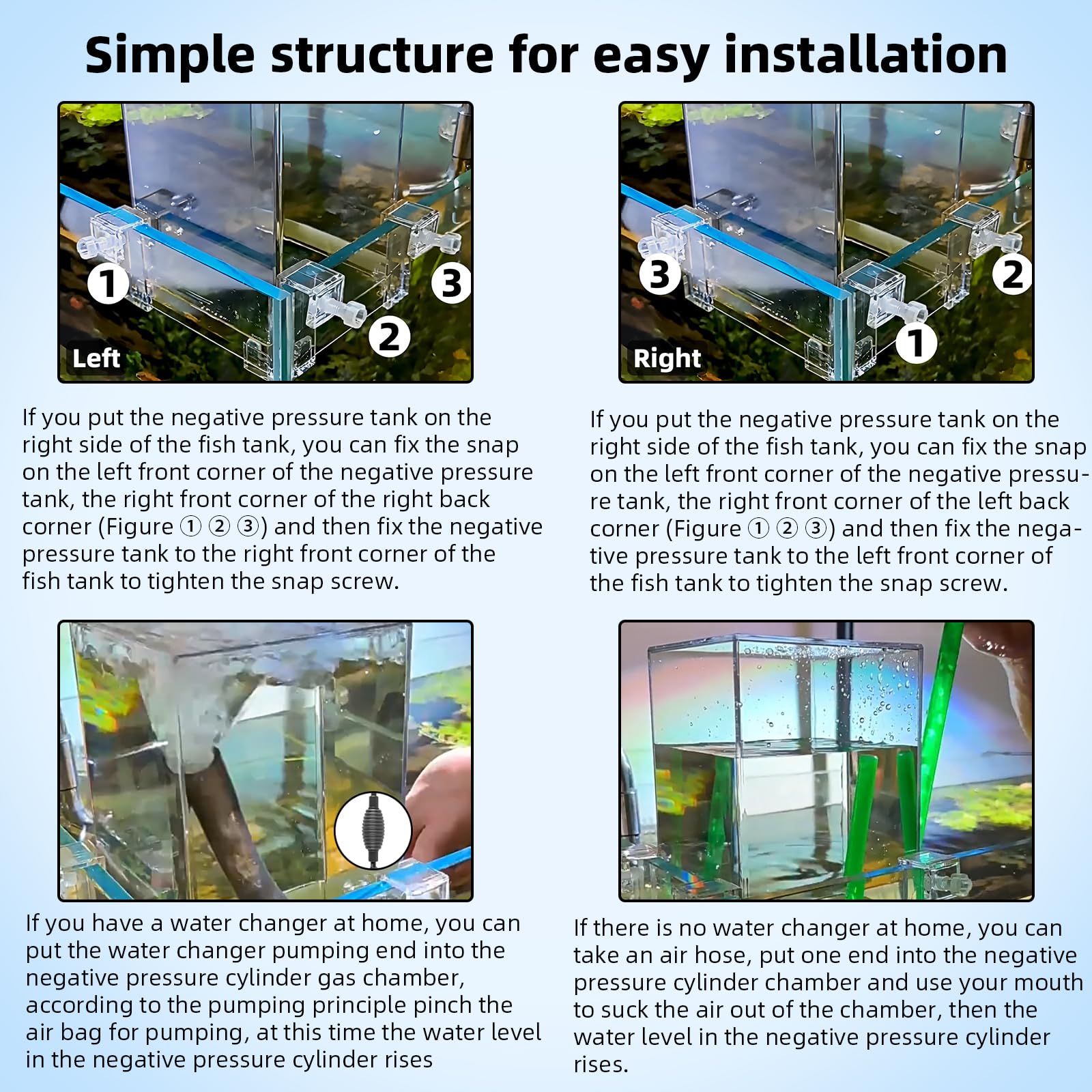 Torre di evamento per pesci in acrilico Garvee per acquario trasparente da 18 mm, parete per acquario 12x13x19 cm